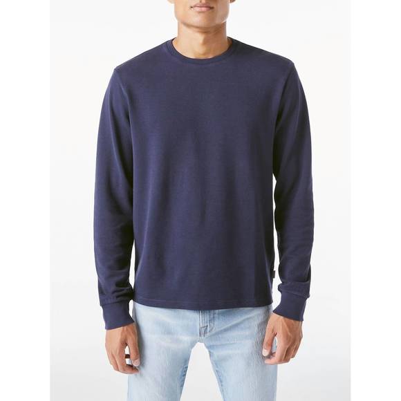 NEW FRAME duo fold crewneck tee in navy - Picture 1 of 1